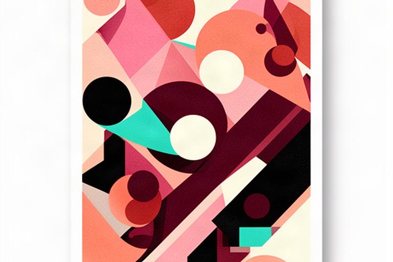 Cartel tipográfico para un festival de música con formas geométricas sobre fondo rosa